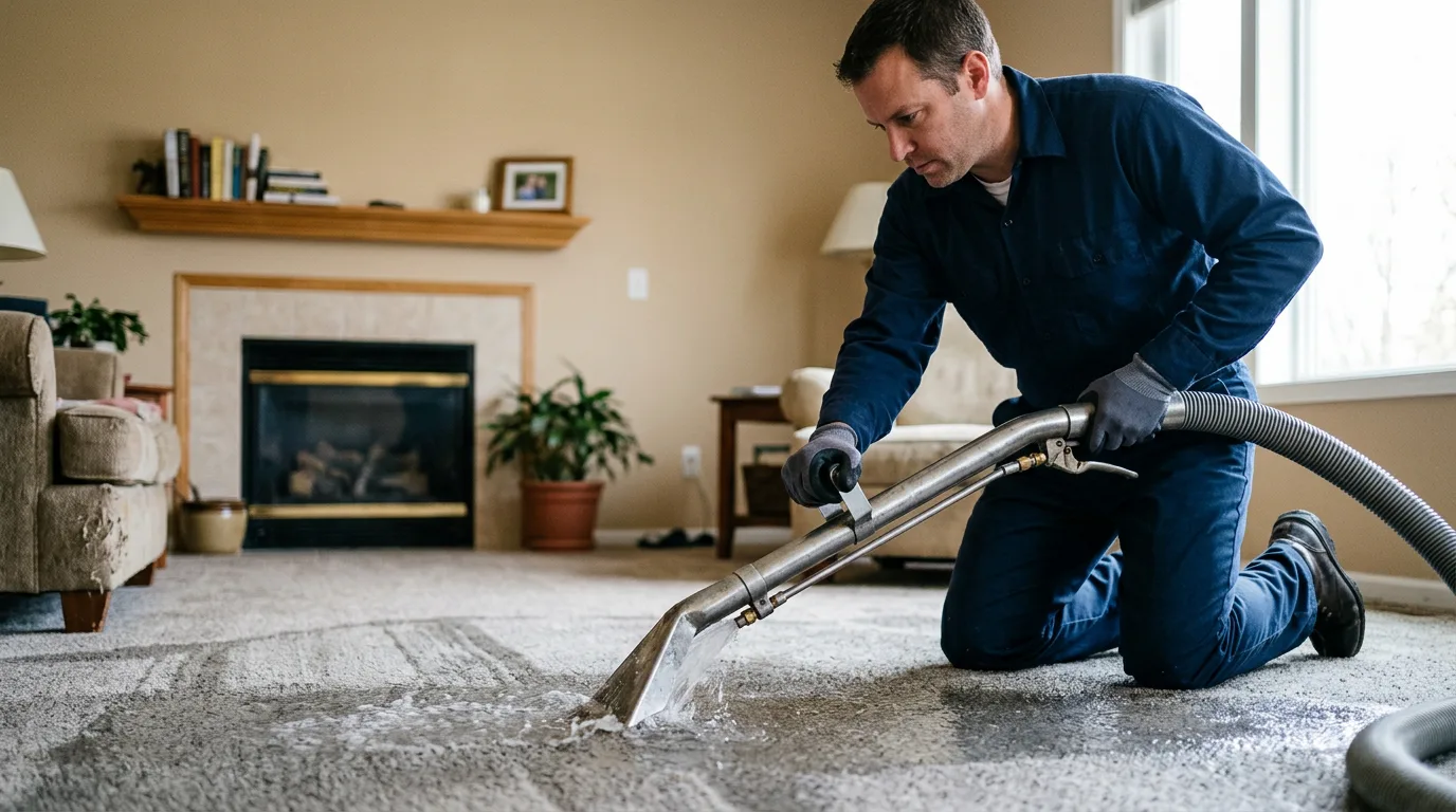 Water damage restoration technician working near Glasgow, MO